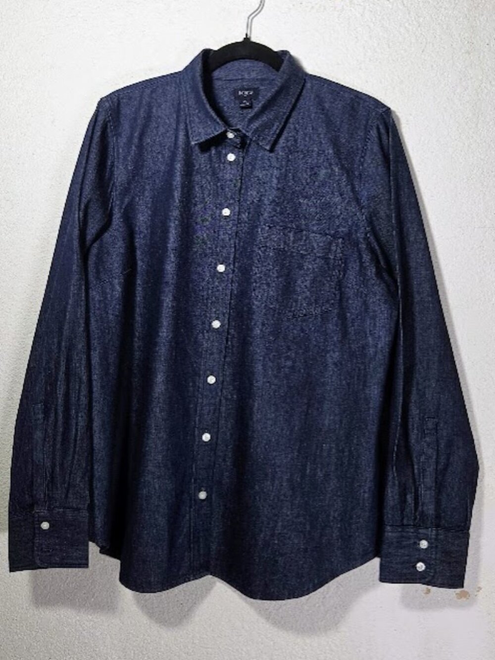 J. CREW 100% dark denim button-up shirt Size: XL